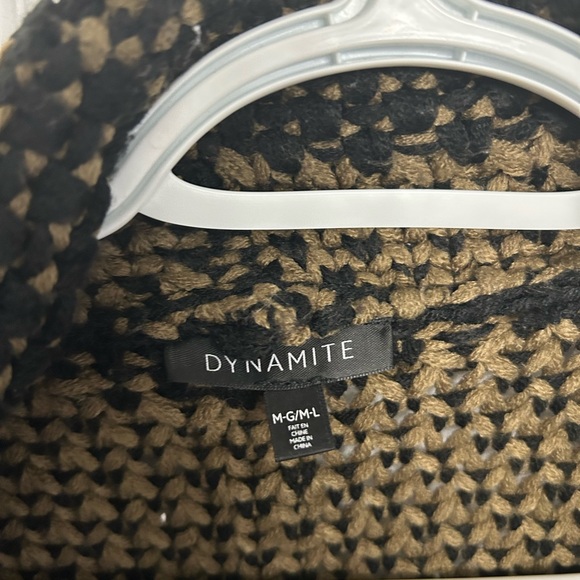 Dynamite Brown and Black Long Knit Shacket Sweater - Picture 6 of 6